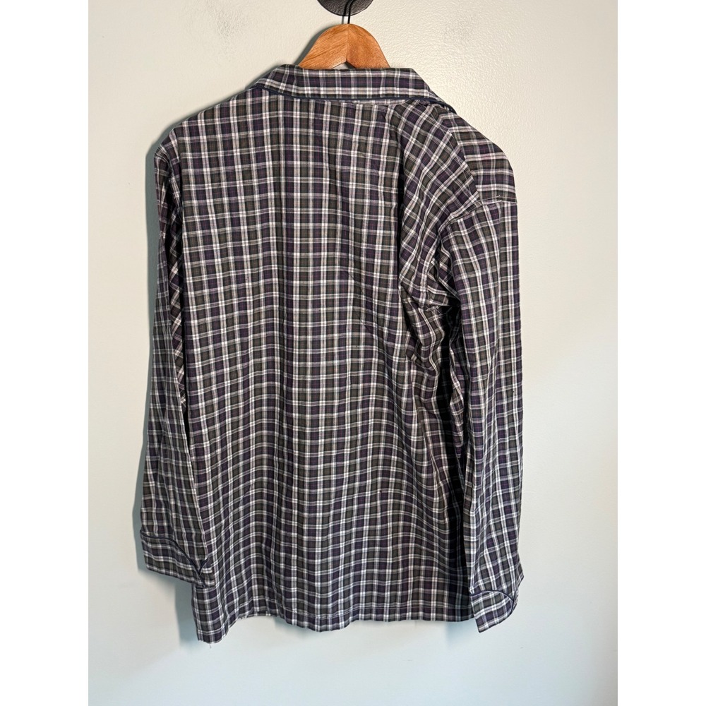 Christian Dior Pyjama Mens Large Plaid Pajama Set Blue Green Cotton 2 Piece